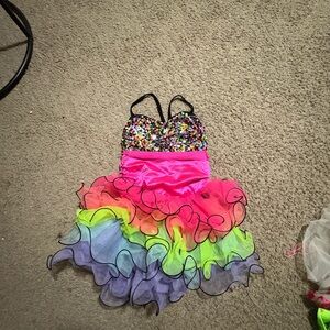 Colorful Sequin and Ruffle Dance Costume
